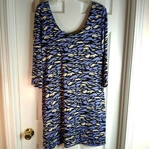 Diane Von Furstenberg Blue and Black Midi Dress